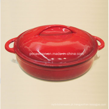 Hot Sale Red Esmalte ferro fundido Braising Caçarola Tamanho 30X6cm